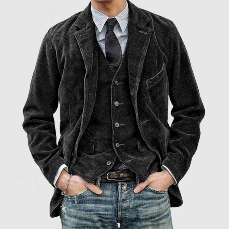 Theodore Men's Corduroy Blazer – Tailored Jacket & Waistcoat Smart Casual Suit