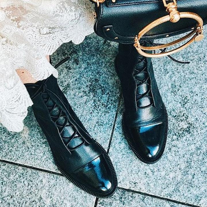 Josephine Women's Leather Ankle Boots – Lace Up Block Heel Zip Boots