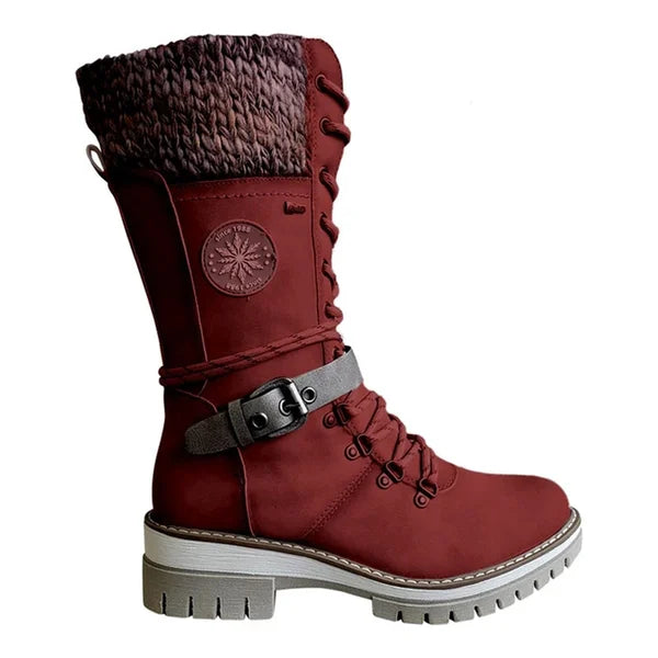 Aubrey Women's Knee High Winter Boots – Lace Up Zip Warm Outdoor Boots