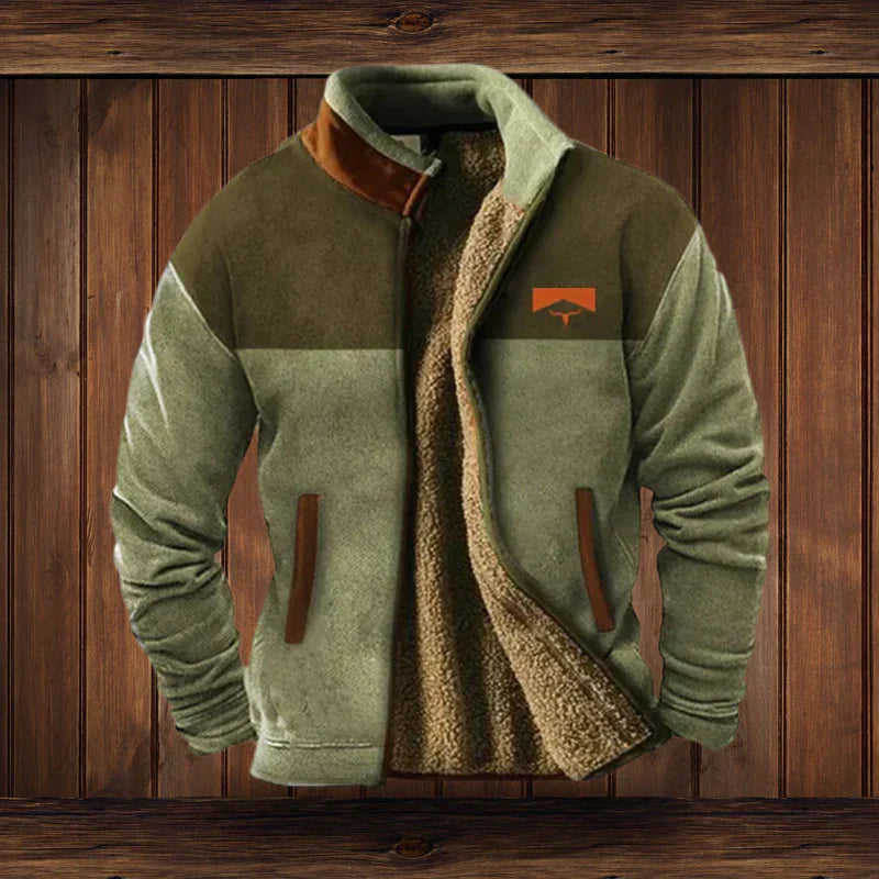 Wyatt Men's Fleece Jacket – Western Pattern Warm Zip Up Winter Coat