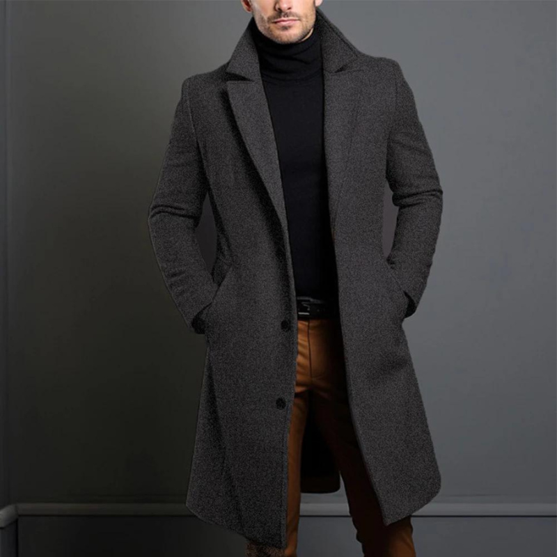 Edmund Men's Wool Coat – Classic Tailored Winter Overcoat Smart Casual Jacket
