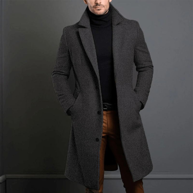 Frederick Men's Long Trench Coat – Smart Winter Overcoat for Business & Everyday Wear