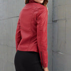 Madeline Women's Leather Jacket – Classic Zip Up Biker Casual Coat