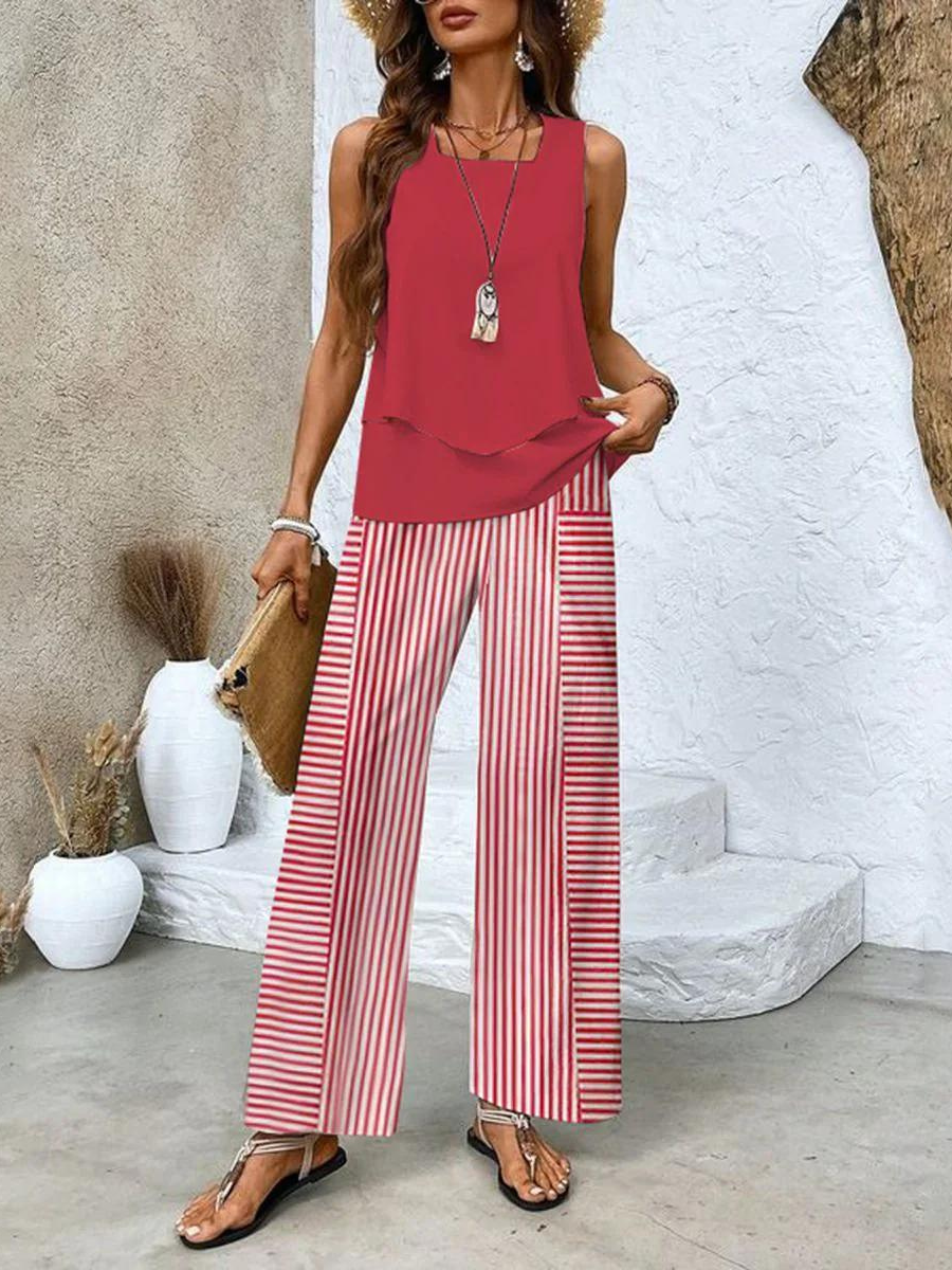Rosalind Women's Floral Co-Ord Set – Elegant Blouse & Trousers Casual Outfit