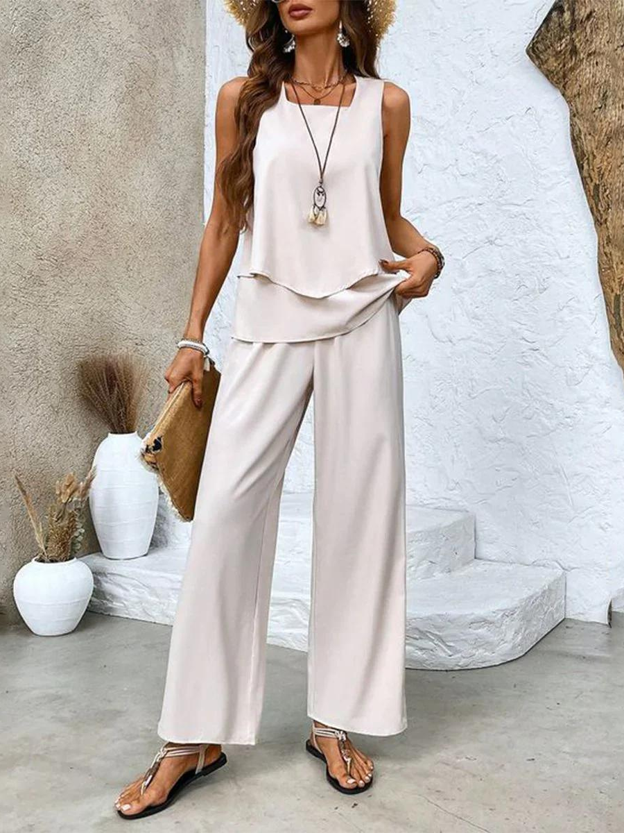 Rosalind Women's Floral Co-Ord Set – Elegant Blouse & Trousers Casual Outfit