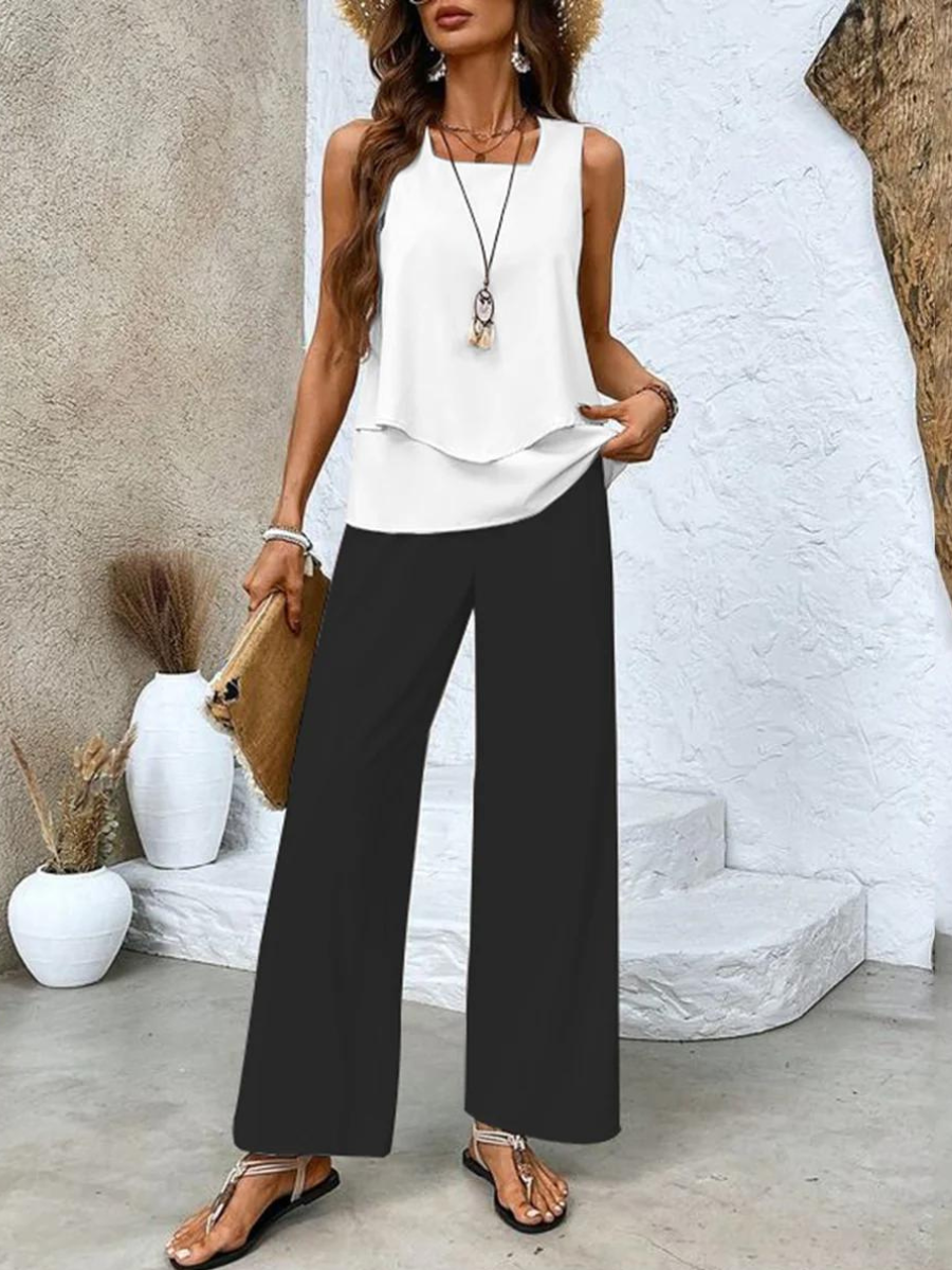 Rosalind Women's Floral Co-Ord Set – Elegant Blouse & Trousers Casual Outfit