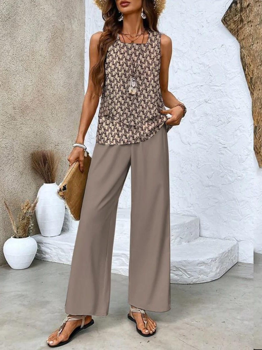Rosalind Women's Floral Co-Ord Set – Elegant Blouse & Trousers Casual Outfit