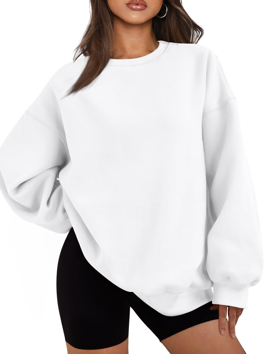 Cressida Women's Fleece Sweatshirt – Oversized Crew Neck Pullover with Drop Shoulders