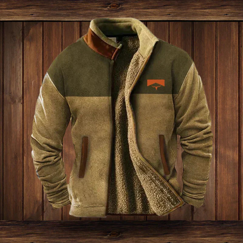Wyatt Men's Fleece Jacket – Western Pattern Warm Zip Up Winter Coat