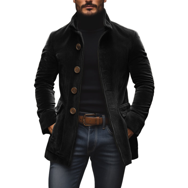 Harrison Men's Corduroy Coat – Slim Fit Stand Collar Smart Casual Jacket