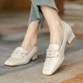 Daphne Women's Mary Jane Loafers – Leather Chunky Heel Comfort Shoes