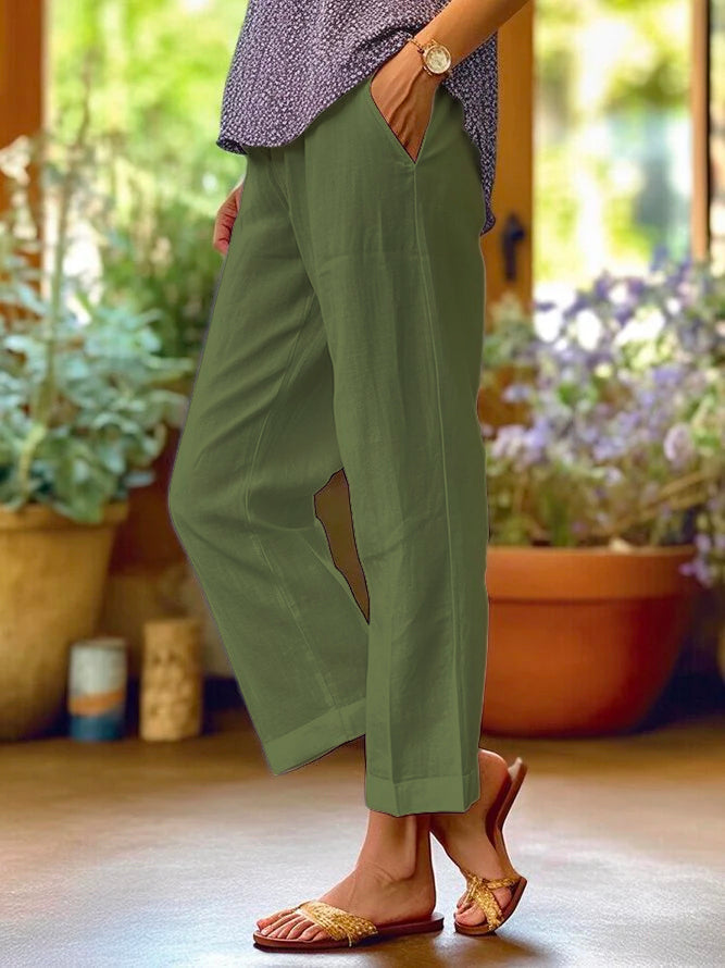 Amelia Women's Linen Trousers – Wide Leg Lightweight Casual Summer Pants