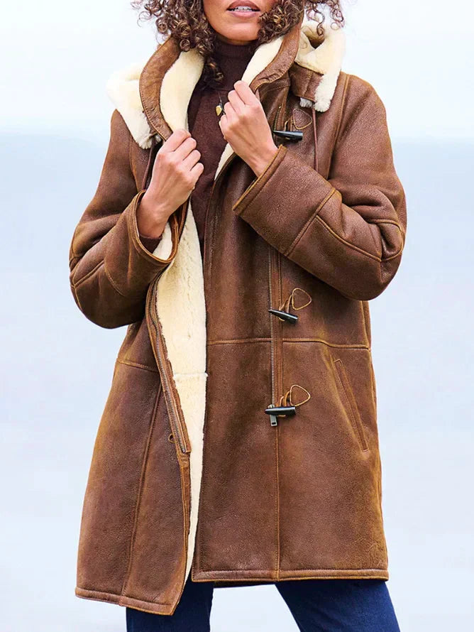 Harriet Women's Hooded Winter Coat – Warm Relaxed Fit Casual Long Jacket
