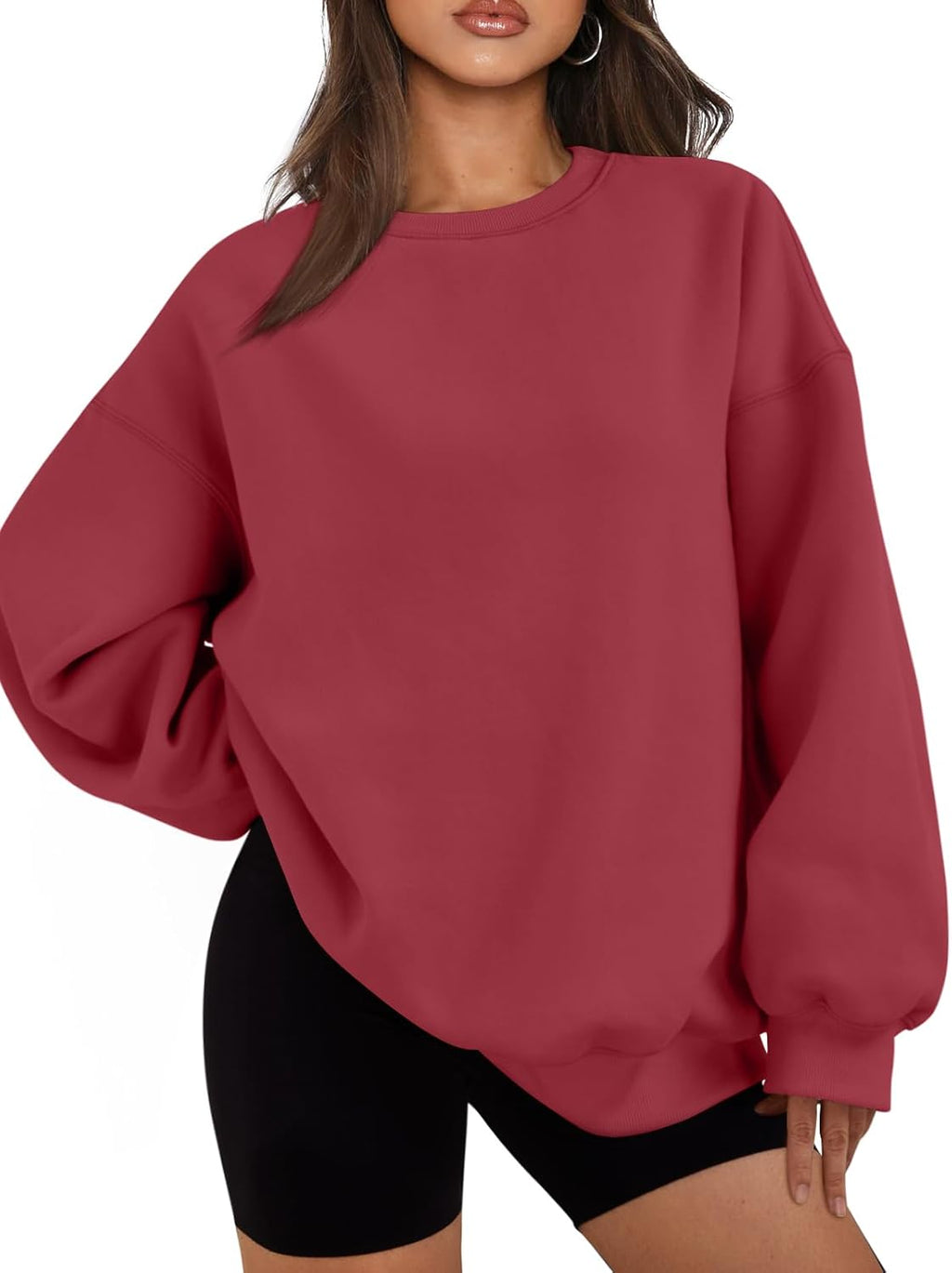Cressida Women's Fleece Sweatshirt – Oversized Crew Neck Pullover with Drop Shoulders