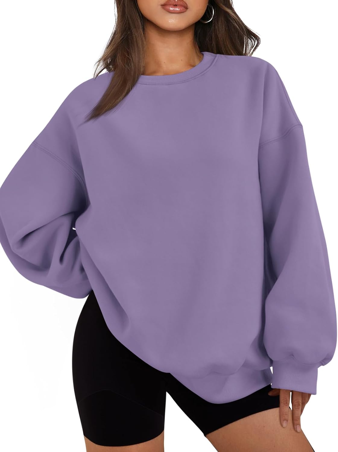 Cressida Women's Fleece Sweatshirt – Oversized Crew Neck Pullover with Drop Shoulders