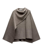 Colette Women's Wool Poncho – Asymmetric Warm Winter Cape Wrap