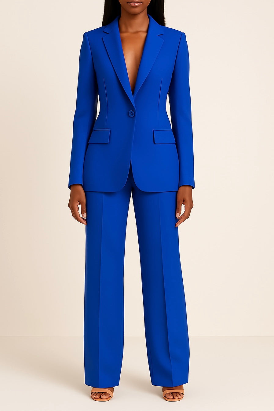 Victoria Women's Trouser Suit – Satin Blazer & Wide Leg Smart Co-Ord Set