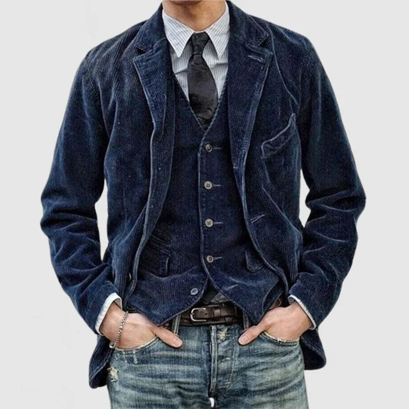 Theodore Men's Corduroy Blazer – Tailored Jacket & Waistcoat Smart Casual Suit