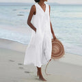 Helena Women's V-Neck Maxi Dress – Lightweight Elegant Flowing Summer Dress