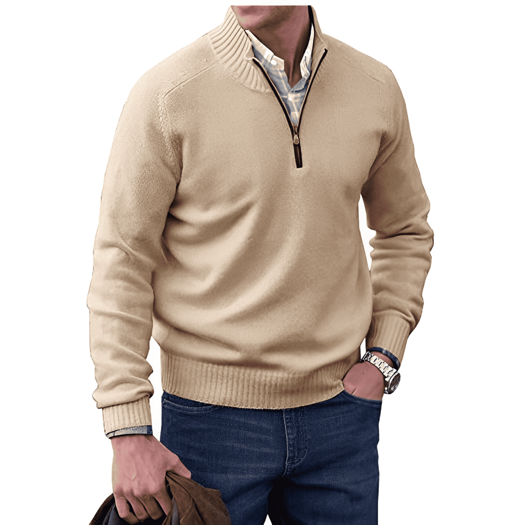 Elliot Men's Half Zip Jumper – Cashmere Feel Knit High Neck Smart Pullover