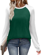 Seraphina Women's Raglan Top – Crew Neck Long Sleeve T-Shirt with Contrast Sleeves
