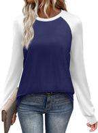 Seraphina Women's Raglan Top – Crew Neck Long Sleeve T-Shirt with Contrast Sleeves