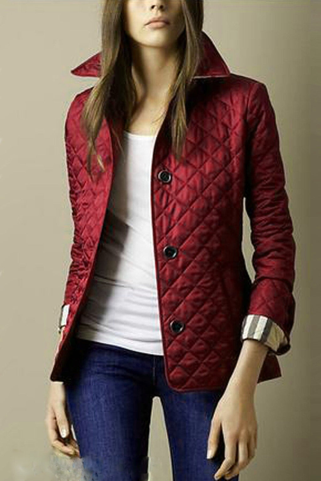 Florence Women's Quilted Jacket – Lightweight Button Front Smart Casual Coat