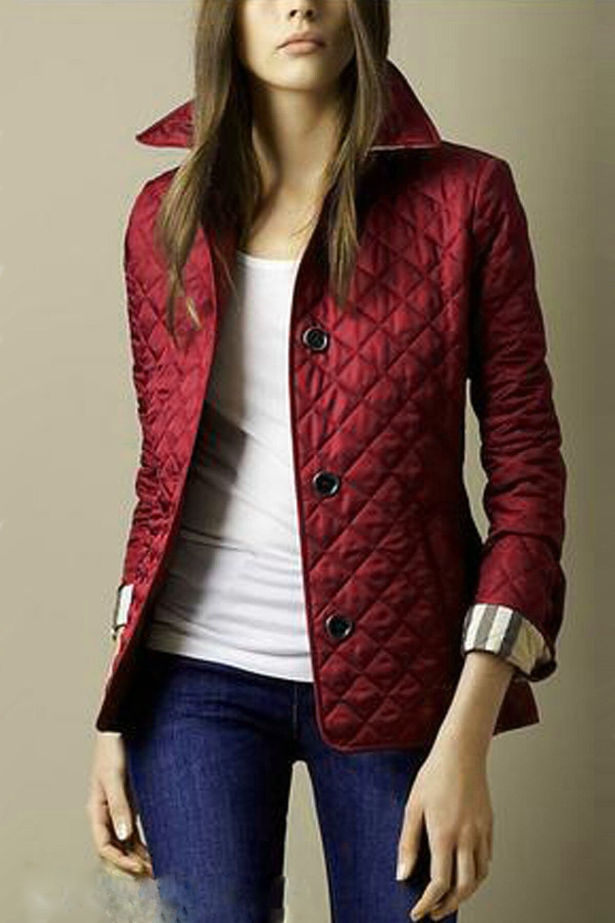 Florence Women's Quilted Jacket – Lightweight Button Front Smart Casual Coat