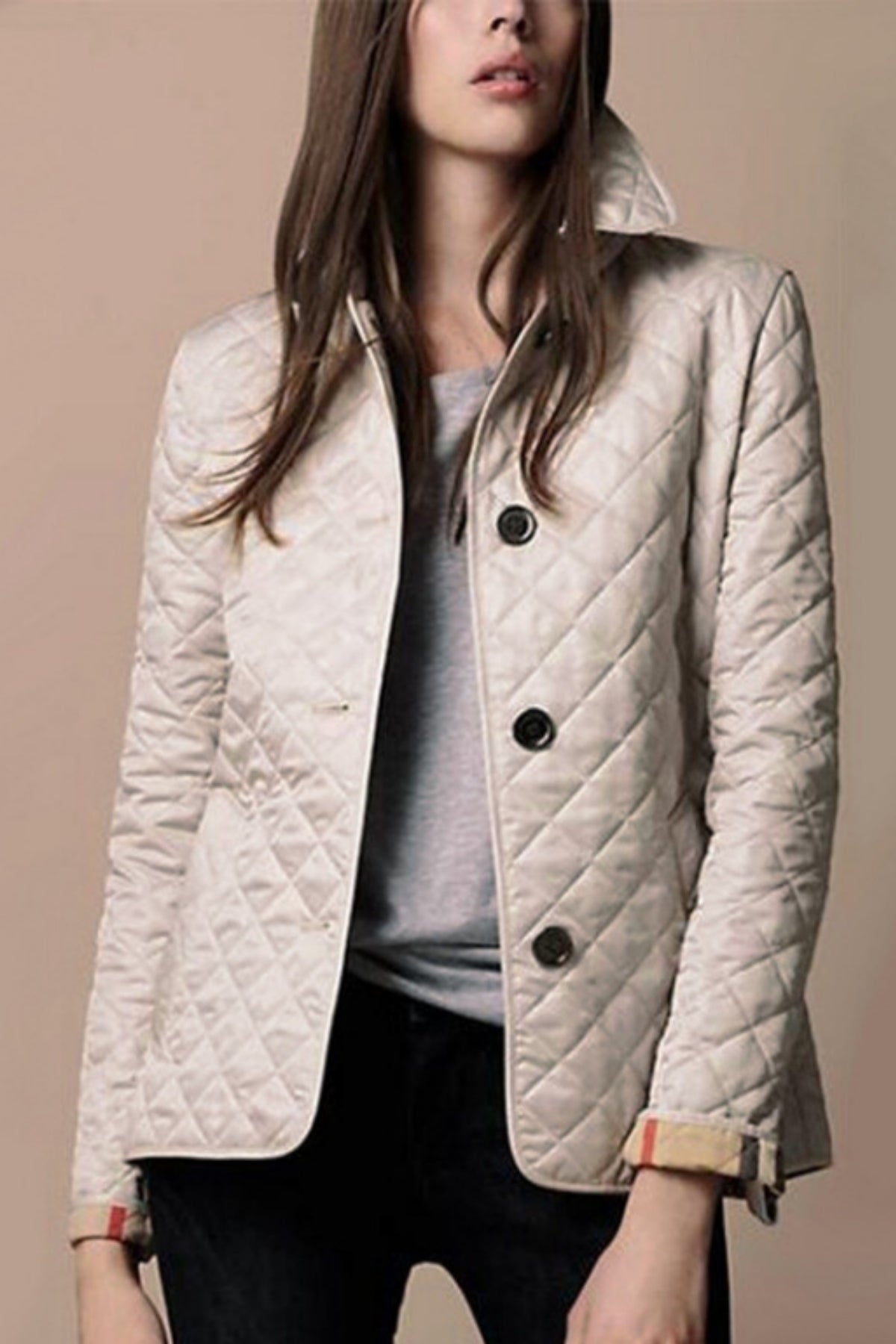Florence Women's Quilted Jacket – Lightweight Button Front Smart Casual Coat