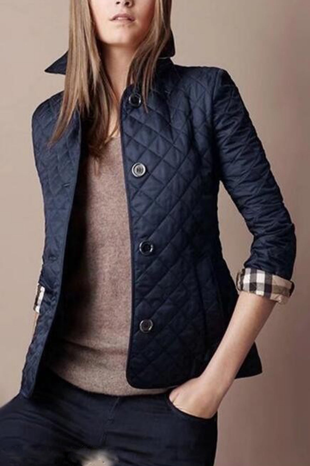 Florence Women's Quilted Jacket – Lightweight Button Front Smart Casual Coat