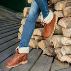 Theresa Women's Winter Boots – Waterproof PU Leather Warm Wool Lined Ankle Boots