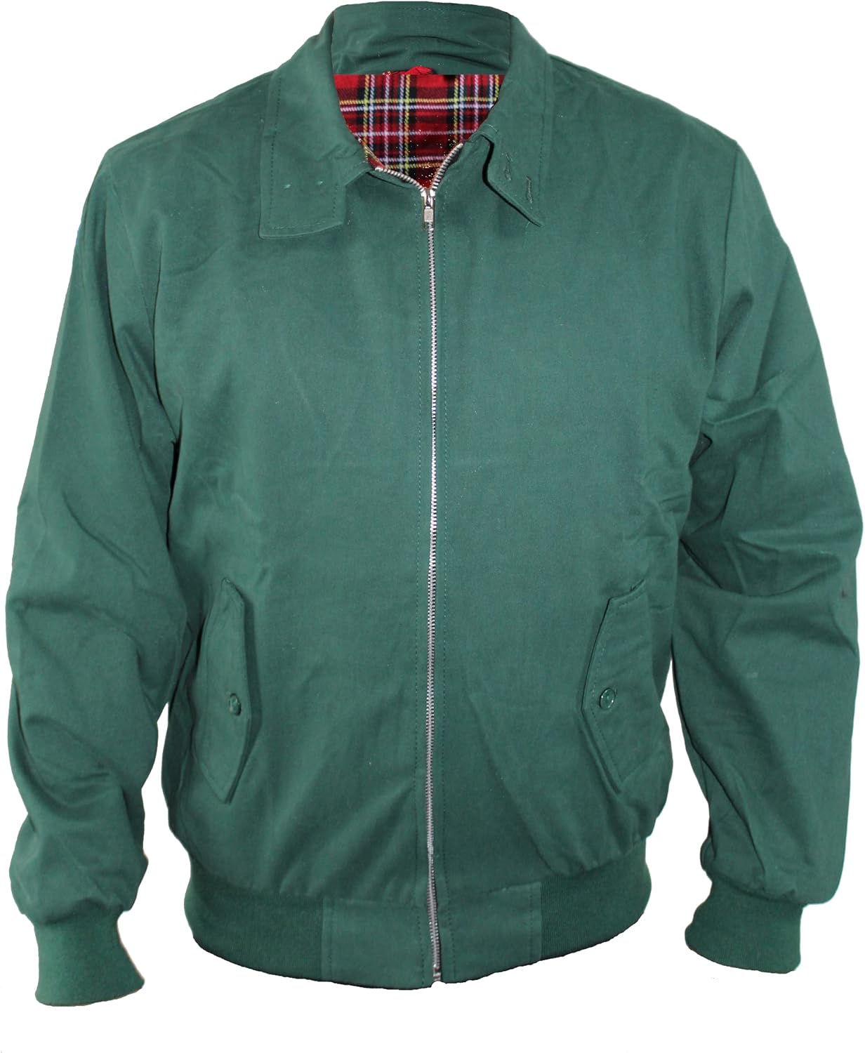 Mason Men's Harrington Jacket – Tartan Lined Zip-Up Jacket with Ribbed Cuffs