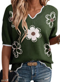 Marlowe Women's V-Neck Jumper – Lightweight Short Sleeve Relaxed Knit Top