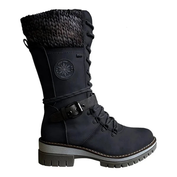 Aubrey Women's Knee High Winter Boots – Lace Up Zip Warm Outdoor Boots