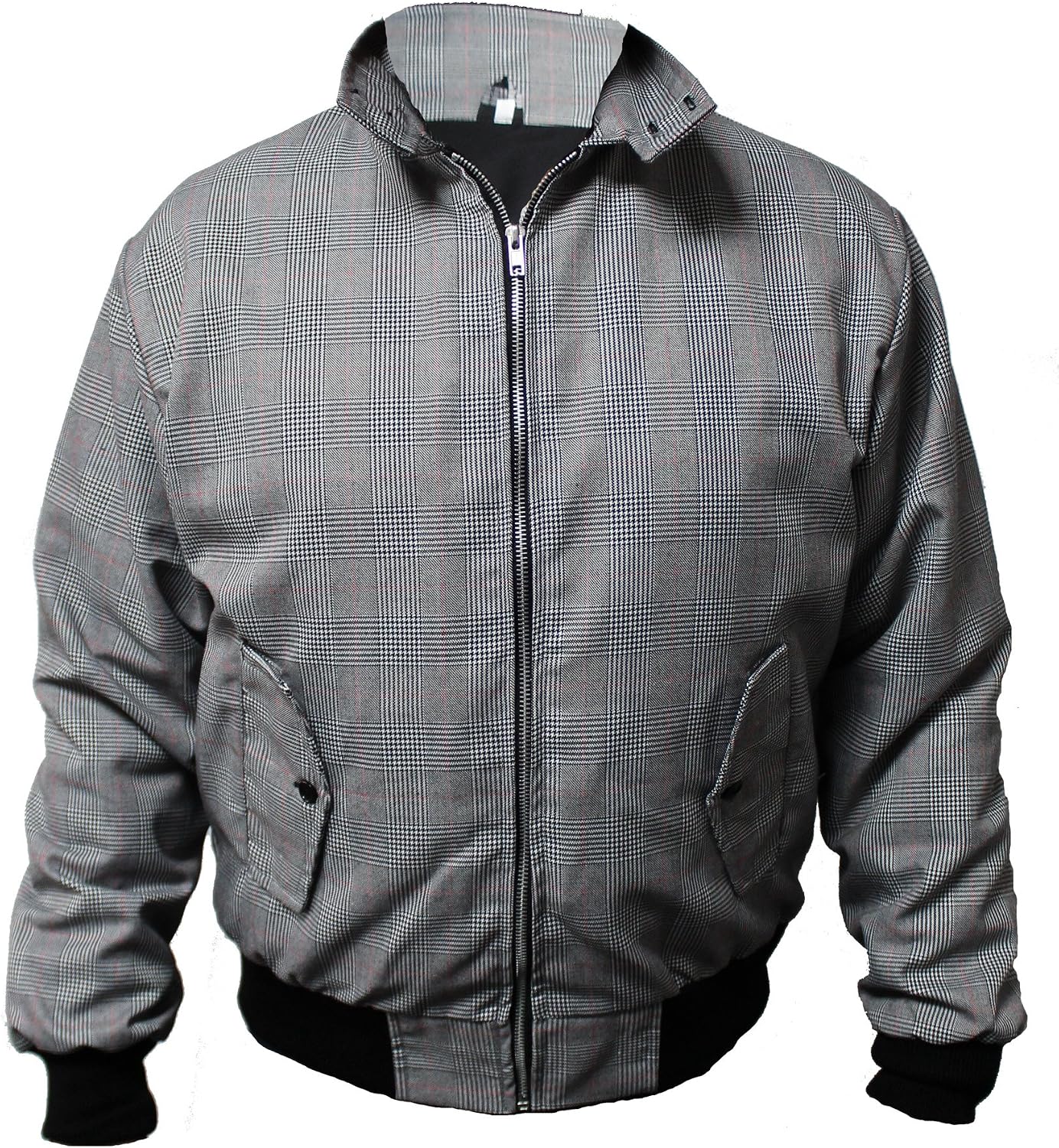 Mason Men's Harrington Jacket – Tartan Lined Zip-Up Jacket with Ribbed Cuffs