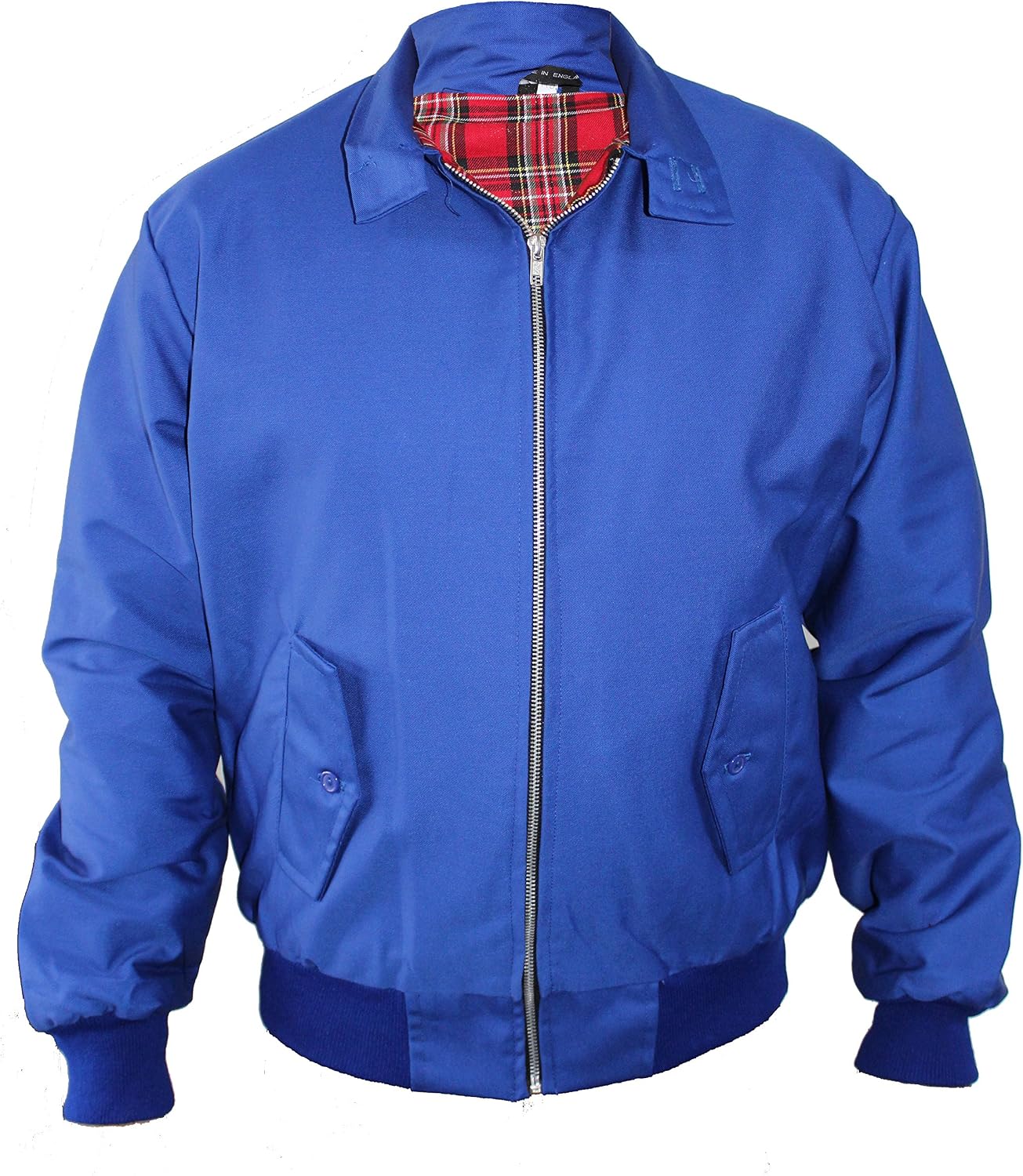 Mason Men's Harrington Jacket – Tartan Lined Zip-Up Jacket with Ribbed Cuffs