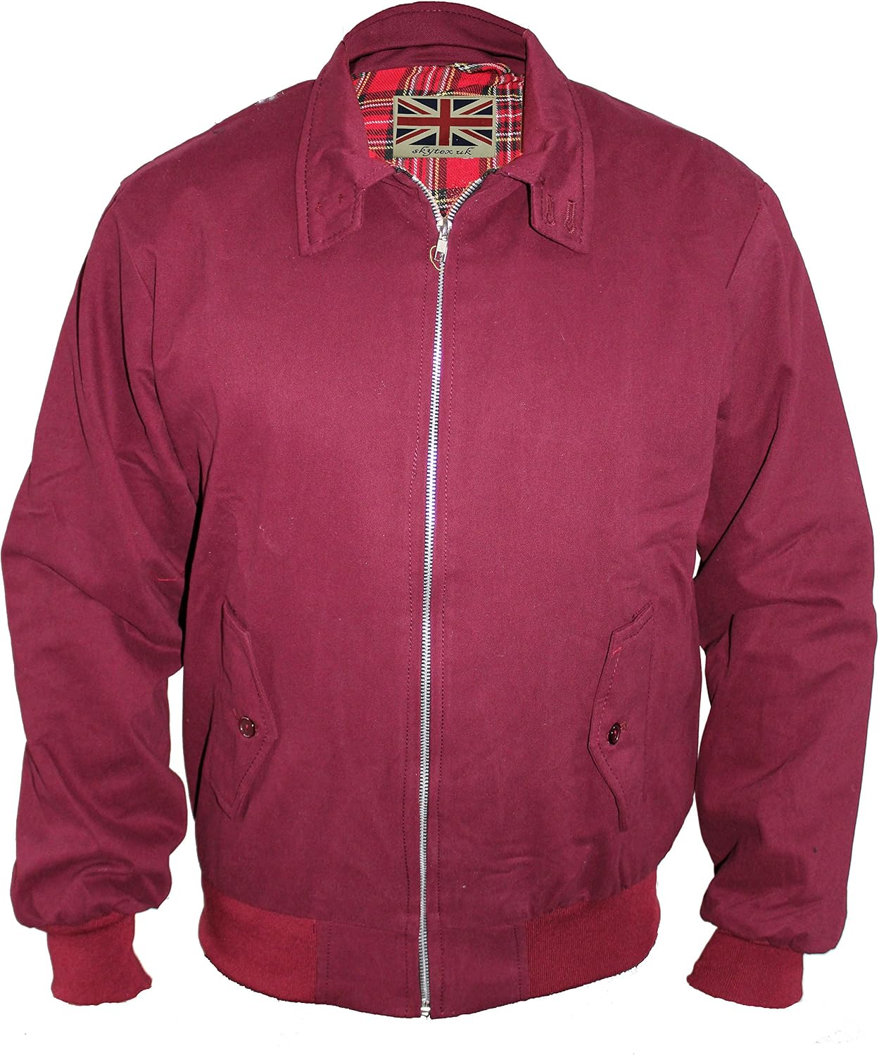 Mason Men's Harrington Jacket – Tartan Lined Zip-Up Jacket with Ribbed Cuffs