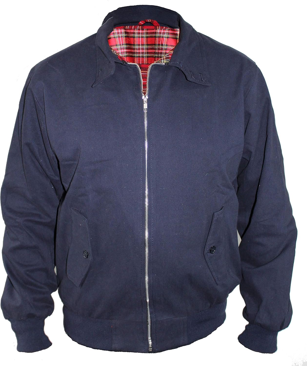 Mason Men's Harrington Jacket – Tartan Lined Zip-Up Jacket with Ribbed Cuffs