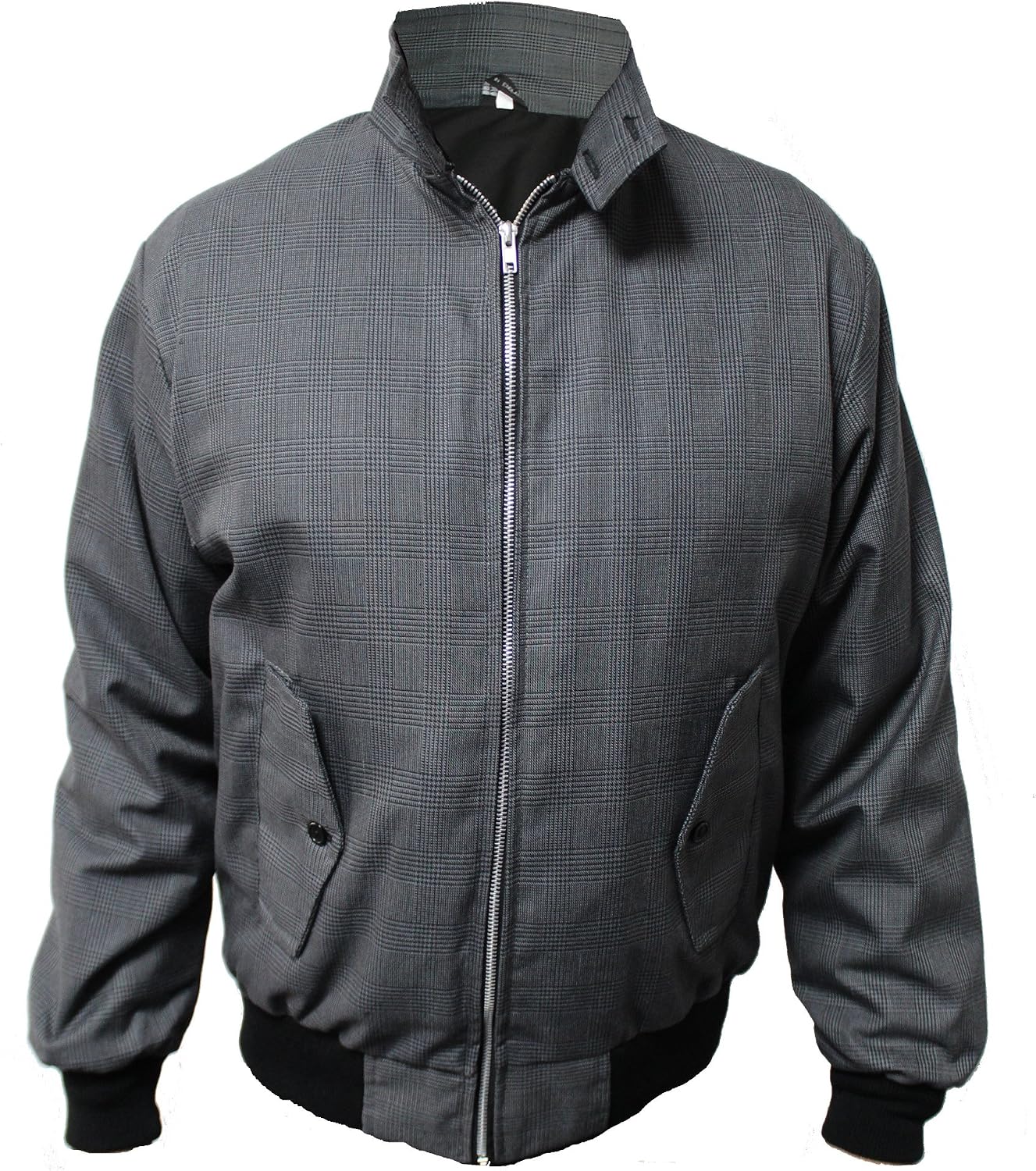 Mason Men's Harrington Jacket – Tartan Lined Zip-Up Jacket with Ribbed Cuffs