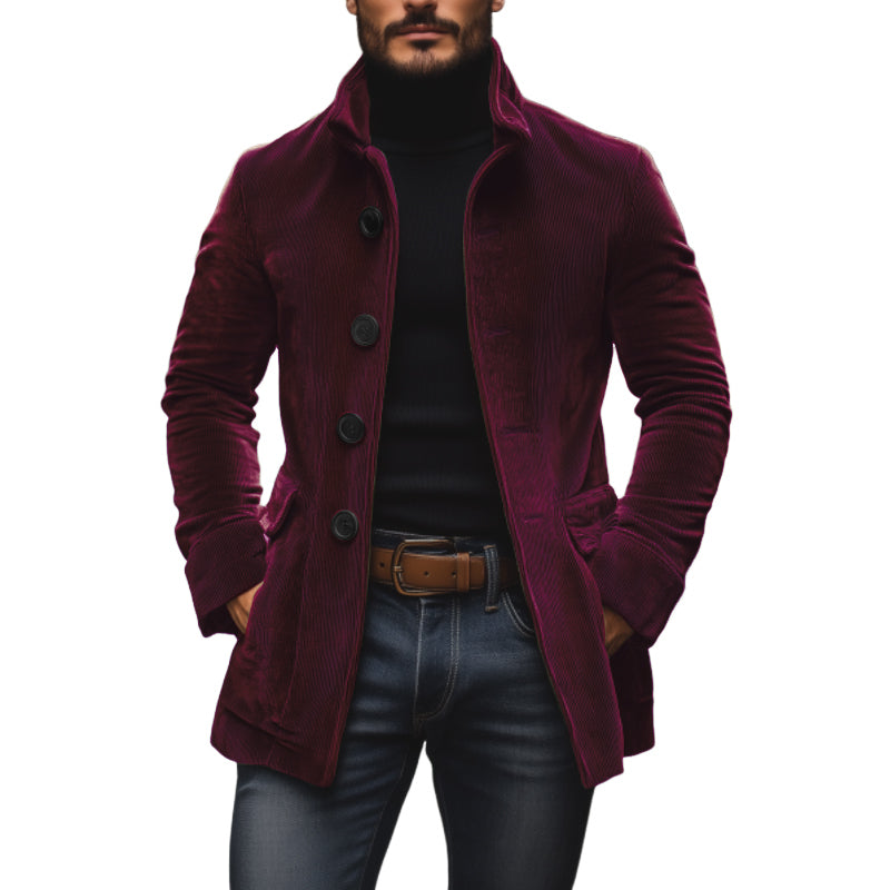 Harrison Men's Corduroy Coat – Slim Fit Stand Collar Smart Casual Jacket