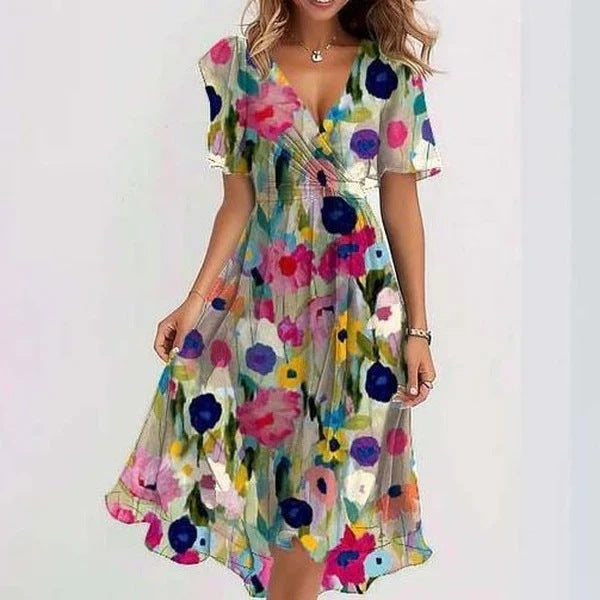Millie Women's Floral Midi Dress – Elegant Fit & Flare Spring Summer Occasion Dress