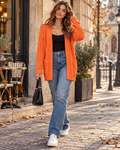 Luciana Long Open-Front Knit Cardigan – Relaxed Cable-Knit Sweater with Pockets