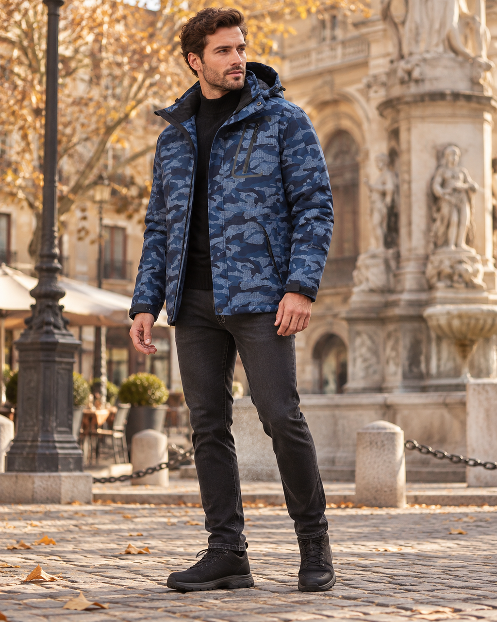 Orlando Men's Waterproof Fleece-Lined Hooded Winter Ski Jacket with Removable Hood