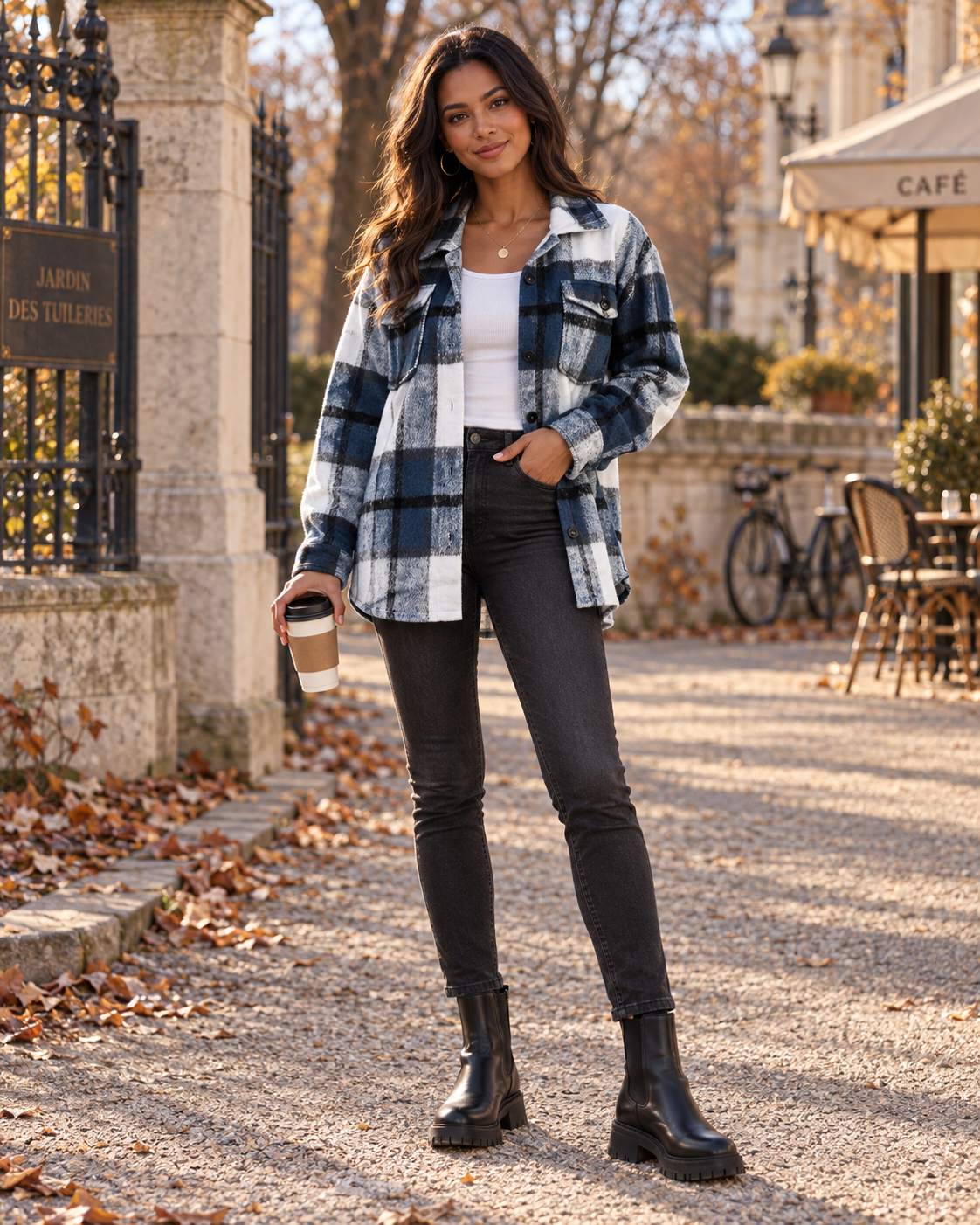 Zaria Women's Plaid Shirt Jacket – Oversized Button Front Shacket with Pockets