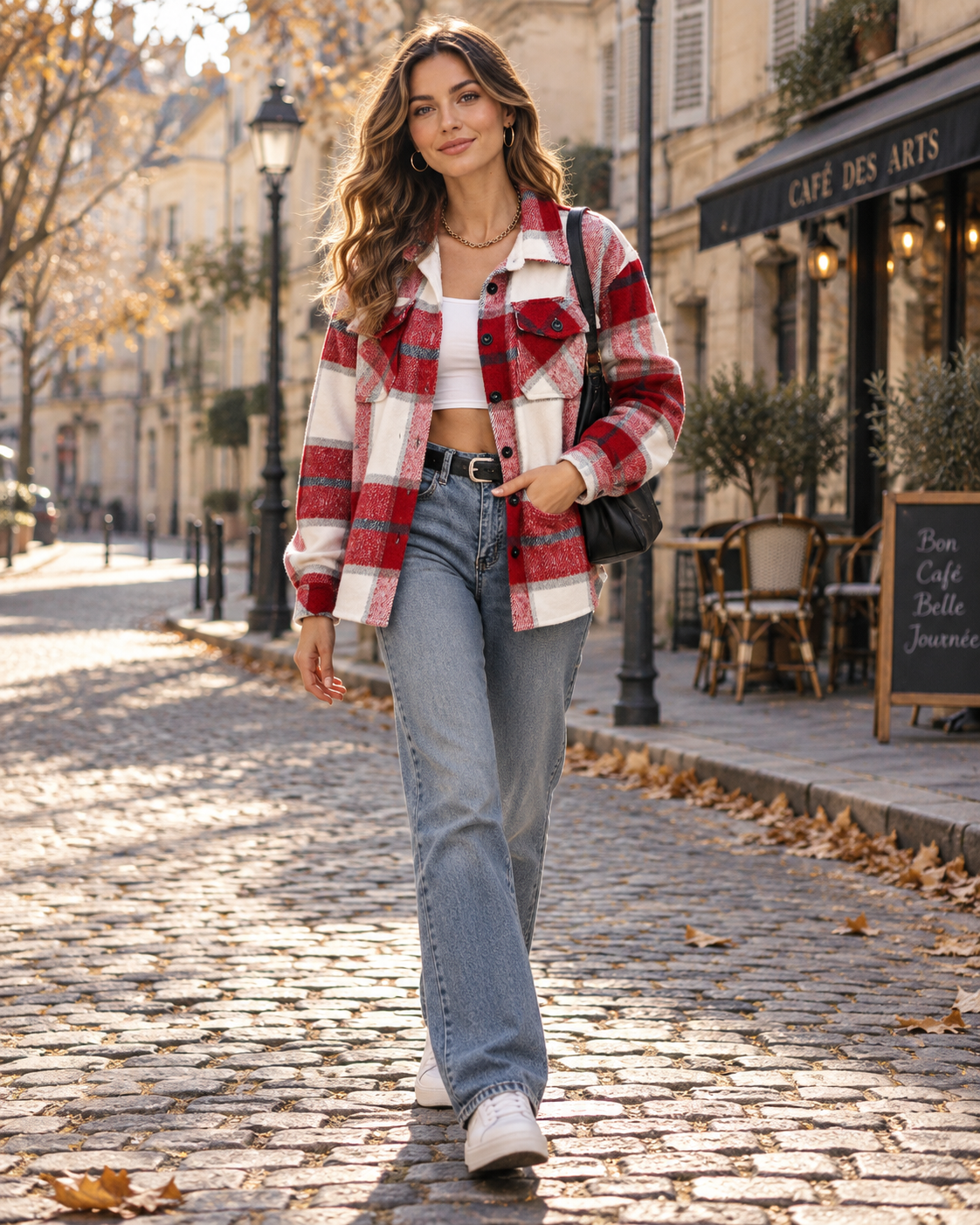 Zaria Women's Plaid Shirt Jacket – Oversized Button Front Shacket with Pockets