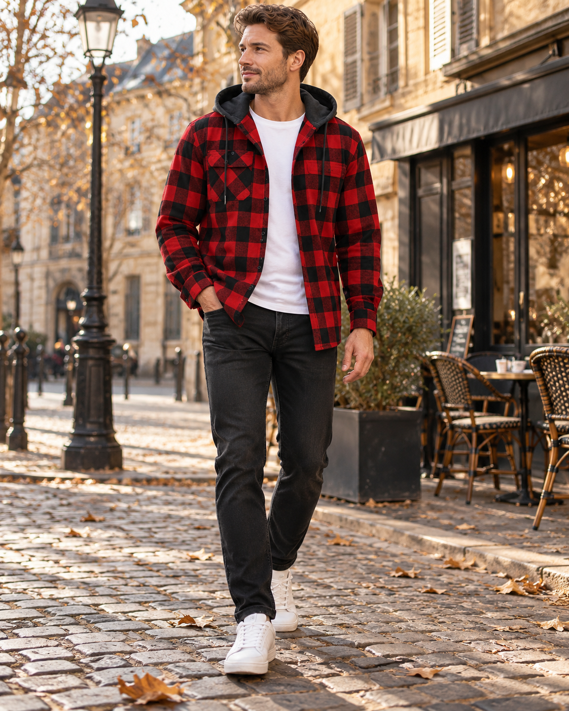 Darius Plaid Hooded Flannel Shirt – Long Sleeve Button-Down Casual Layer