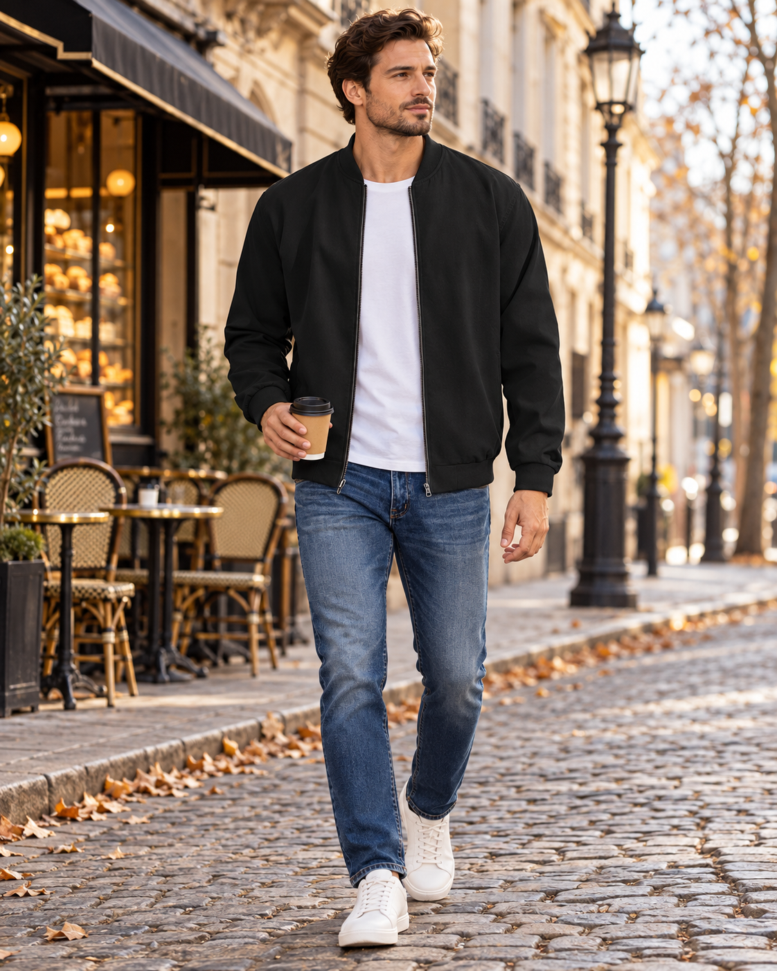 Evander Men's Lightweight Bomber Jacket – Full-Zip Casual Flight Jacket