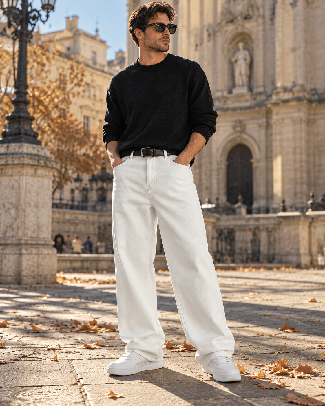 Nikolai Men's Baggy Wide-Leg Denim Jeans – Relaxed Loose Fit Casual Streetwear Pants