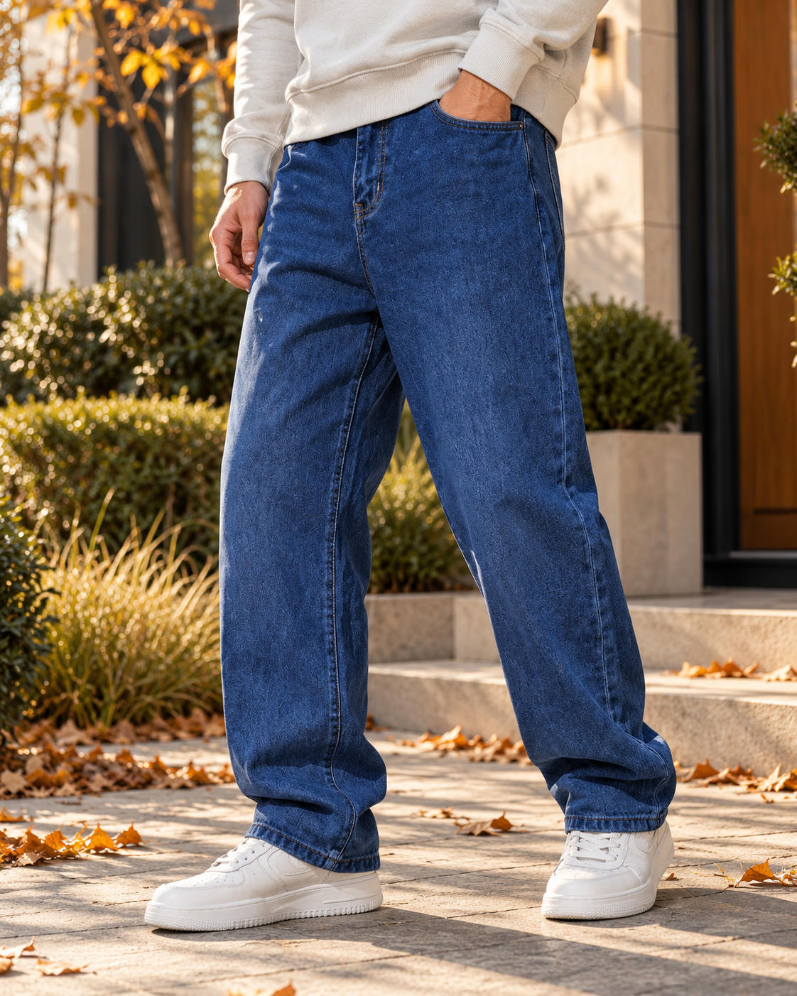 Nikolai Men's Baggy Wide-Leg Denim Jeans – Relaxed Loose Fit Casual Streetwear Pants