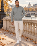 Elias Men's Full-Zip Fleece Sweatshirt – Mock Neck Midweight Jacket with Pockets